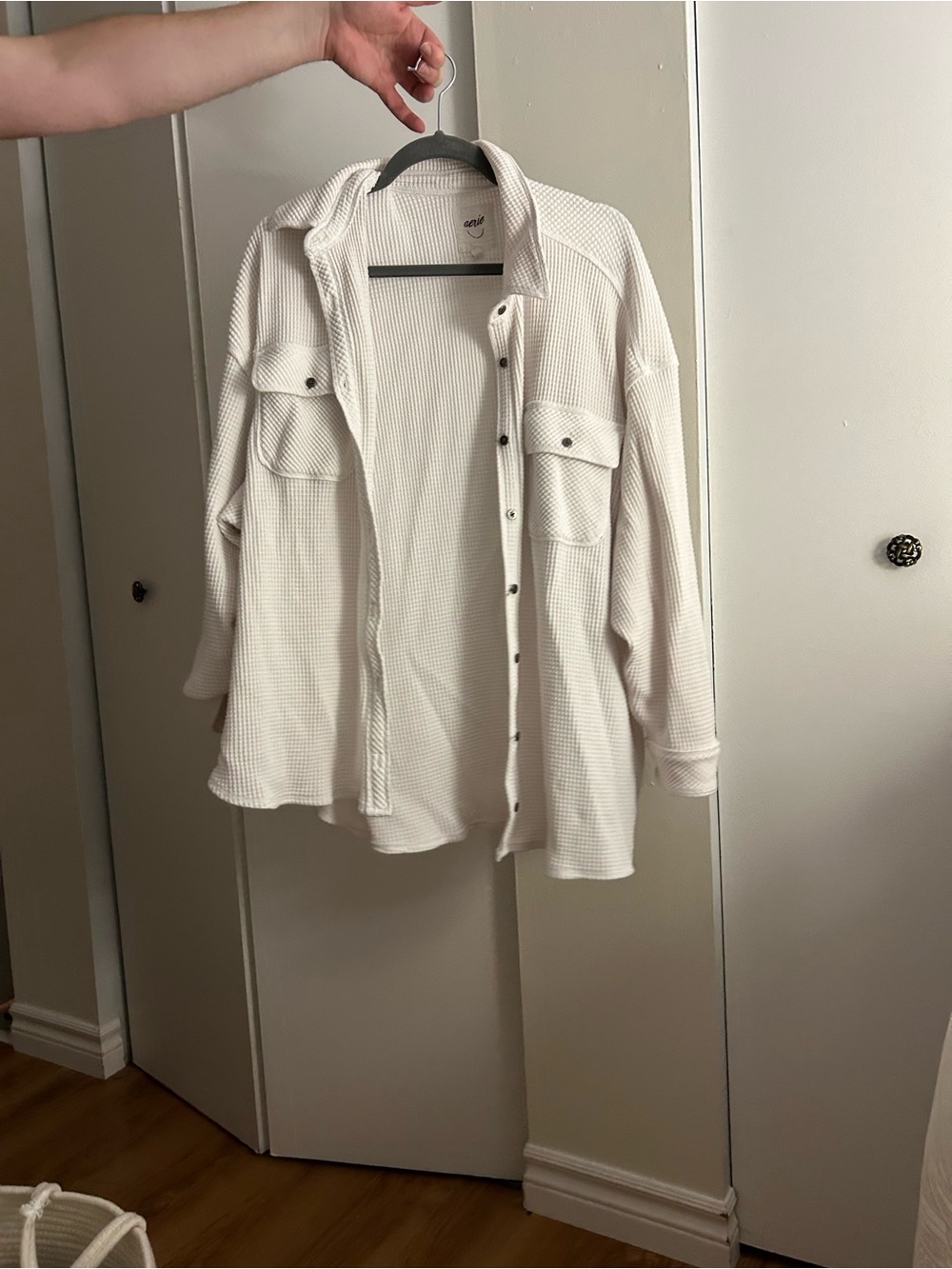 Aerie lumberjack sweater. White